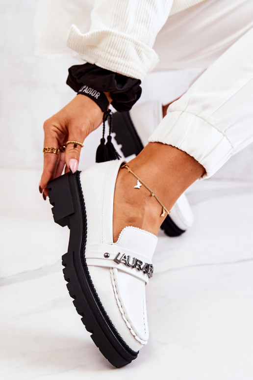 Leather Loafers Letters La.Fi White... Leather Loafers Letters La.Fi White...