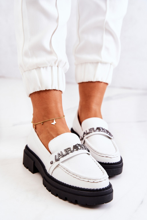 Leather Loafers Letters La.Fi White... Leather Loafers Letters La.Fi White...