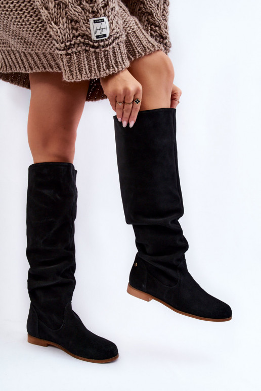 Women's Suede Knee Boots Maciejka Black Women's Suede Knee Boots Maciejka Black