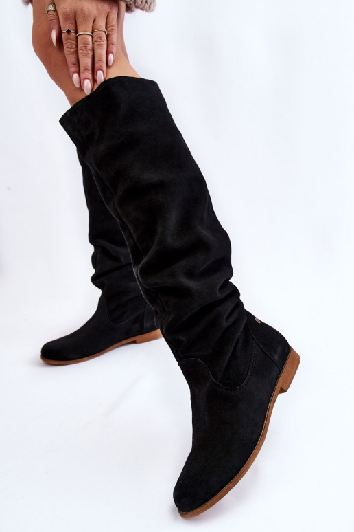 Women's Suede Knee Boots Maciejka Black Women's Suede Knee Boots Maciejka Black