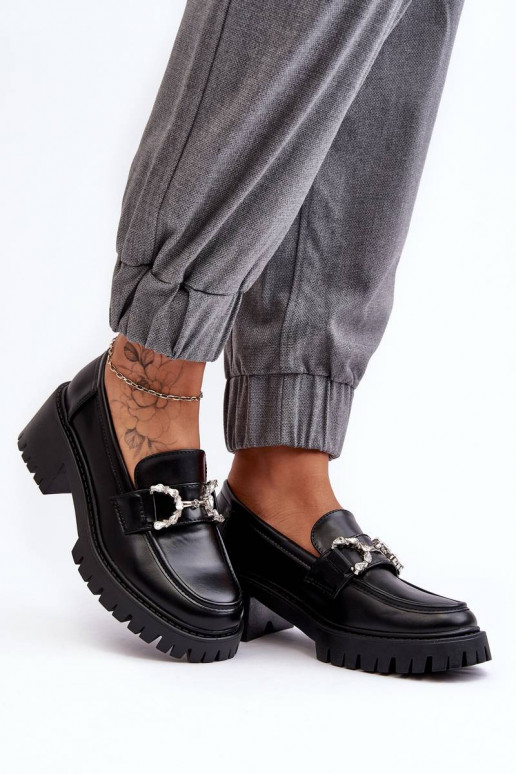 Mokasinai su plačiu kulnu juodos... Mokasinai su plačiu kulnu juodos...