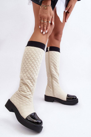 Quilted Knee-High Boots On...