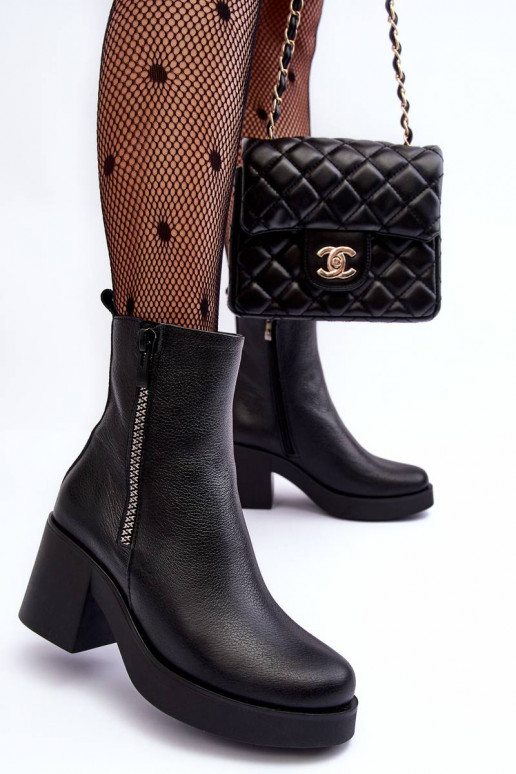 Leather Boots with Massive Heel and... Leather Boots with Massive Heel and...