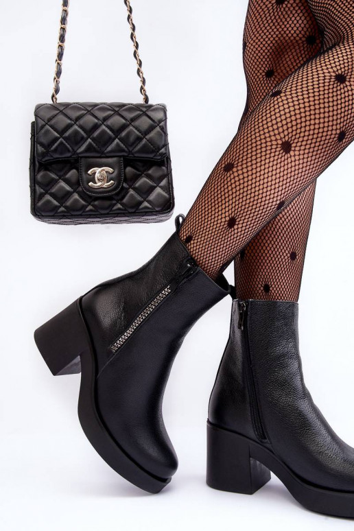 Leather Boots with Massive Heel and... Leather Boots with Massive Heel and...