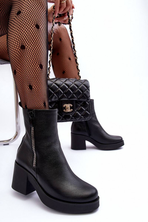 Leather Boots with Massive Heel and... Leather Boots with Massive Heel and...