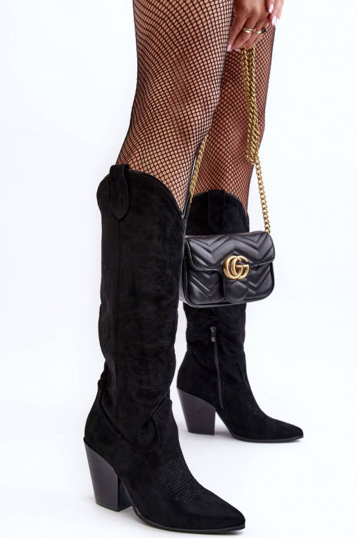 Women's Cowboy Boots Heeled Black Tomani Women's Cowboy Boots Heeled Black Tomani