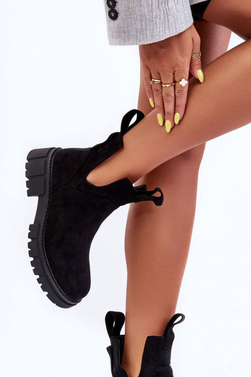 Cut-Out Work Boots Black Heaven Cut-Out Work Boots Black Heaven