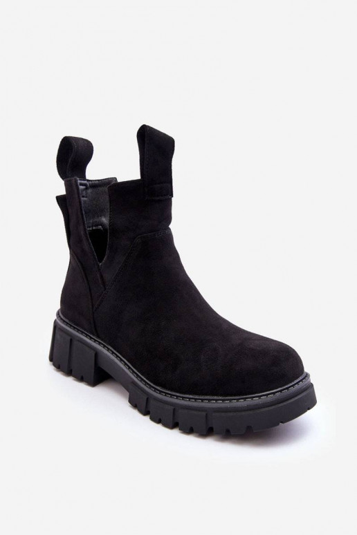 Cut-Out Work Boots Black Heaven Cut-Out Work Boots Black Heaven