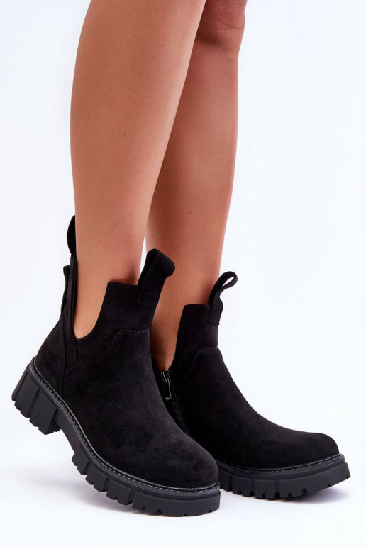 Cut-Out Work Boots Black Heaven Cut-Out Work Boots Black Heaven