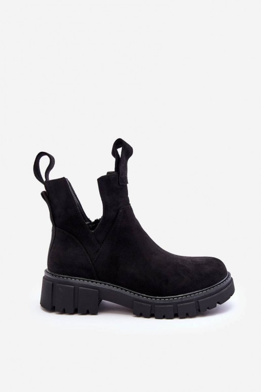Cut-Out Work Boots Black Heaven Cut-Out Work Boots Black Heaven
