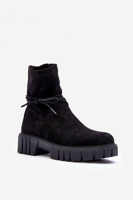 Women's Suede Boots with Black Lacing...