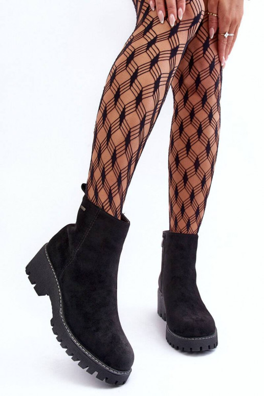 Suede Flat Heel Boots with Padded... Suede Flat Heel Boots with Padded...