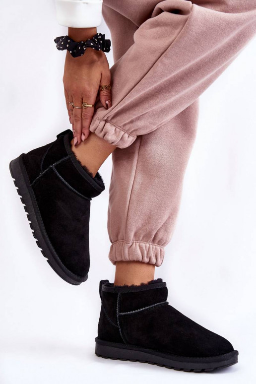 Women's Suede Low Snow Boots Black... Women's Suede Low Snow Boots Black...