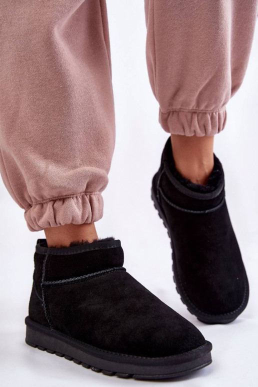 Women's Suede Low Snow Boots Black... Women's Suede Low Snow Boots Black...