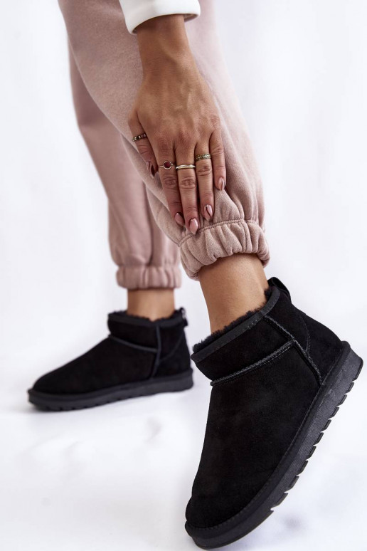 Women's Suede Low Snow Boots Black... Women's Suede Low Snow Boots Black...