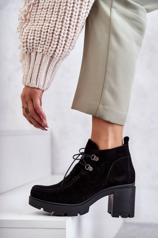 Women's Suede Boots Tied Black Marianne Women's Suede Boots Tied Black Marianne