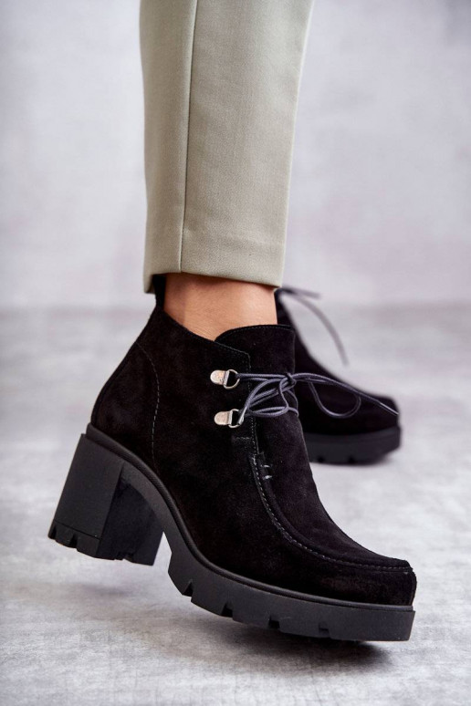 Women's Suede Boots Tied Black Marianne Women's Suede Boots Tied Black Marianne