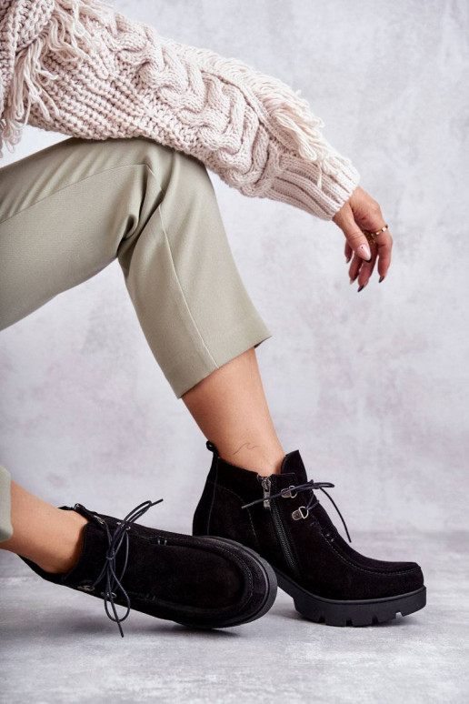 Women's Suede Boots Tied Black Marianne Women's Suede Boots Tied Black Marianne