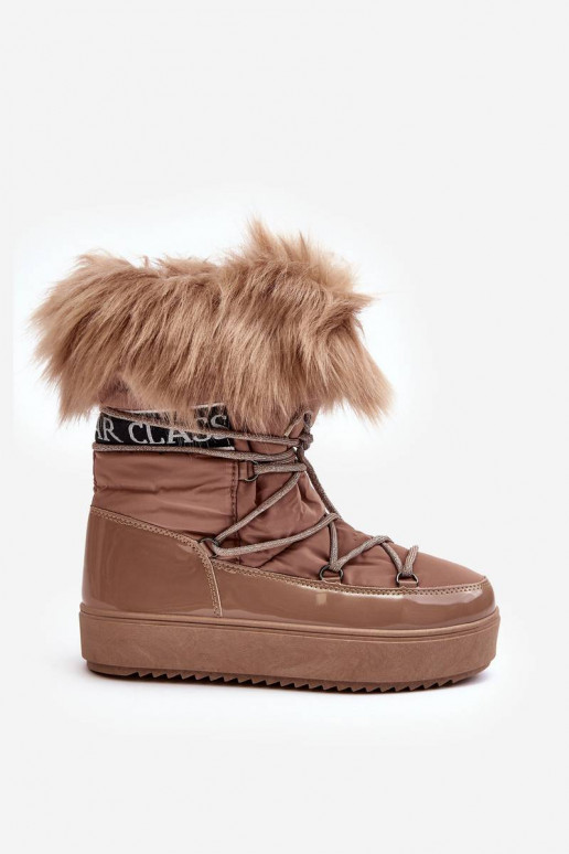 Women's Lace-up Dark Beige Snow Boots... Women's Lace-up Dark Beige Snow Boots...