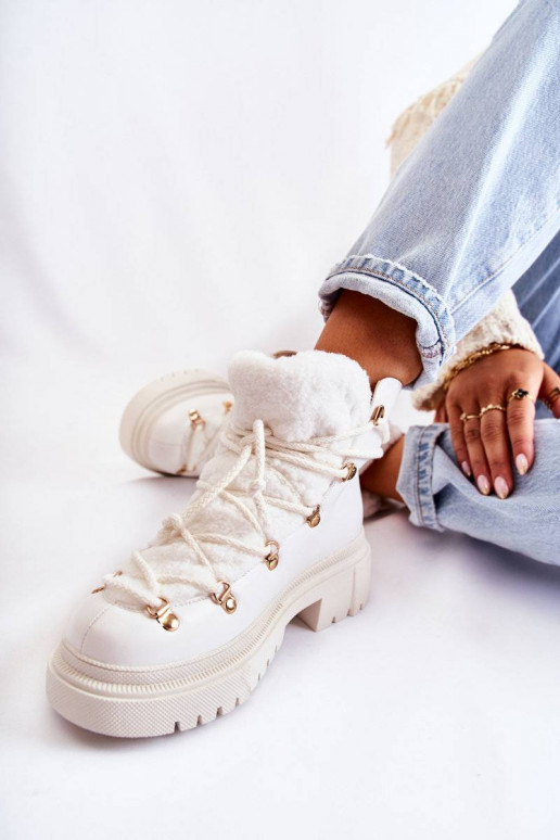Leather Warm Boots White Arisa Leather Warm Boots White Arisa