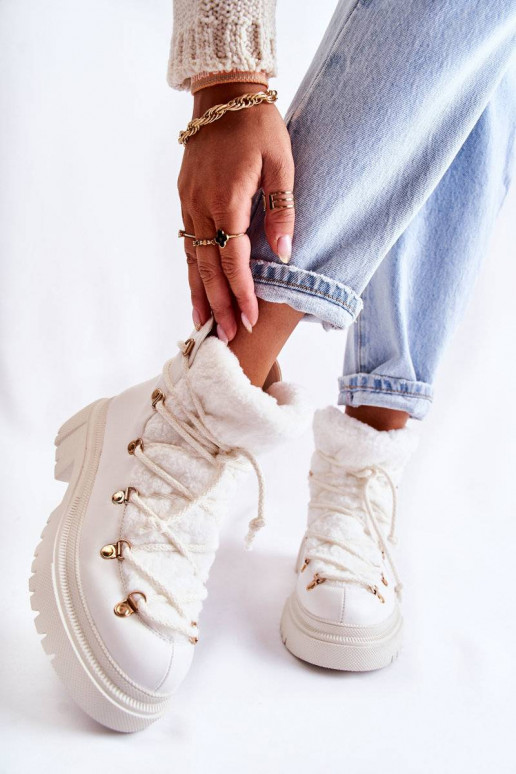 Leather Warm Boots White Arisa Leather Warm Boots White Arisa