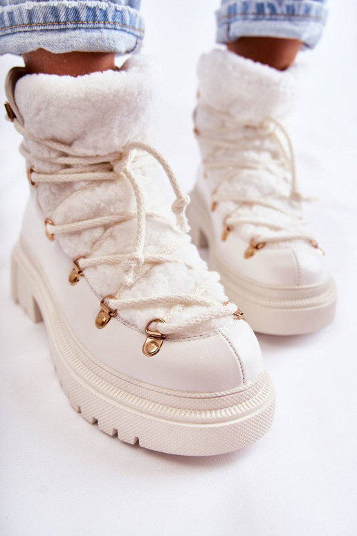 Leather Warm Boots White Arisa Leather Warm Boots White Arisa