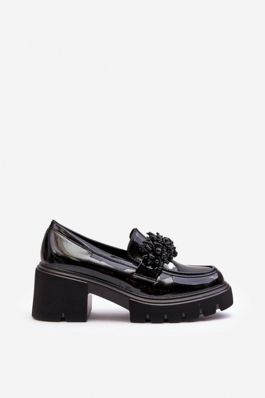 Women's Lacquered Half-Boots with Ornament Black Renesma