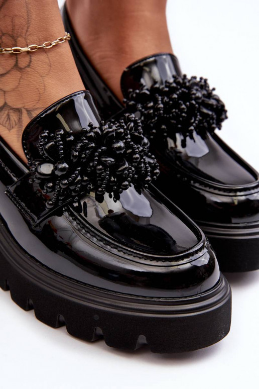 Women's Lacquered Half-Boots with Ornament Black Renesma