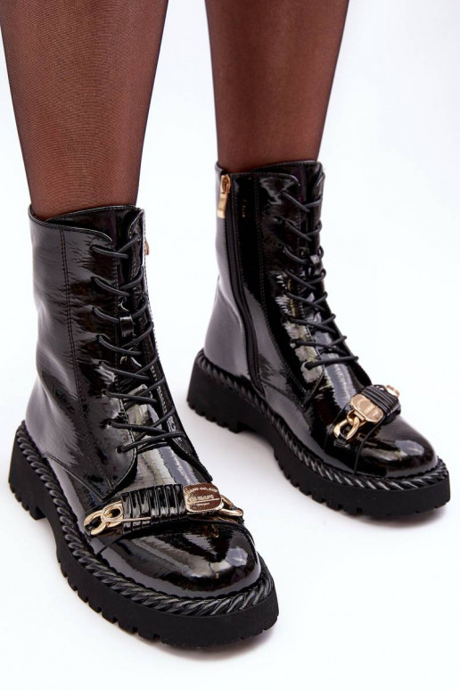 Women's Lacquered Boots Workery With... Women's Lacquered Boots Workery With...