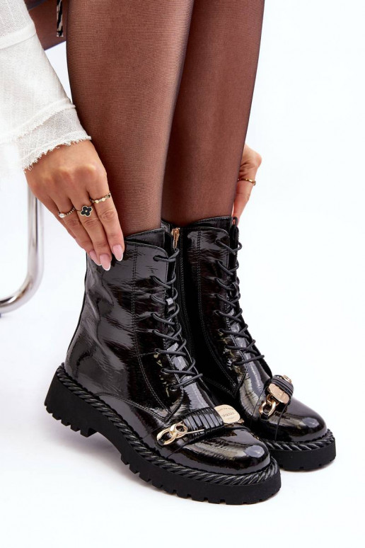 Women's Lacquered Boots Workery With... Women's Lacquered Boots Workery With...