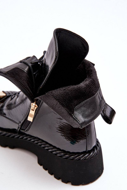 Women's Lacquered Boots Workery With Decoration Black SBarski