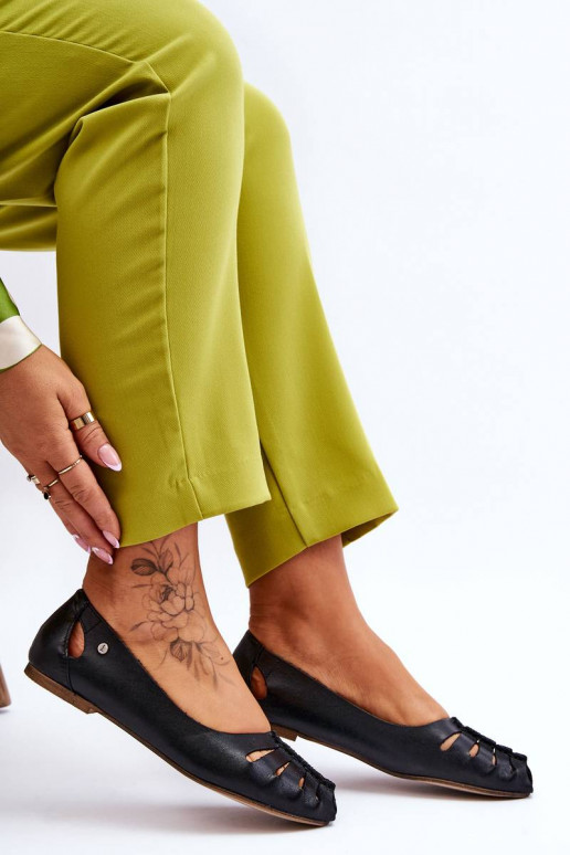 Comfortable Leather Women's Ballerinas Black Luka