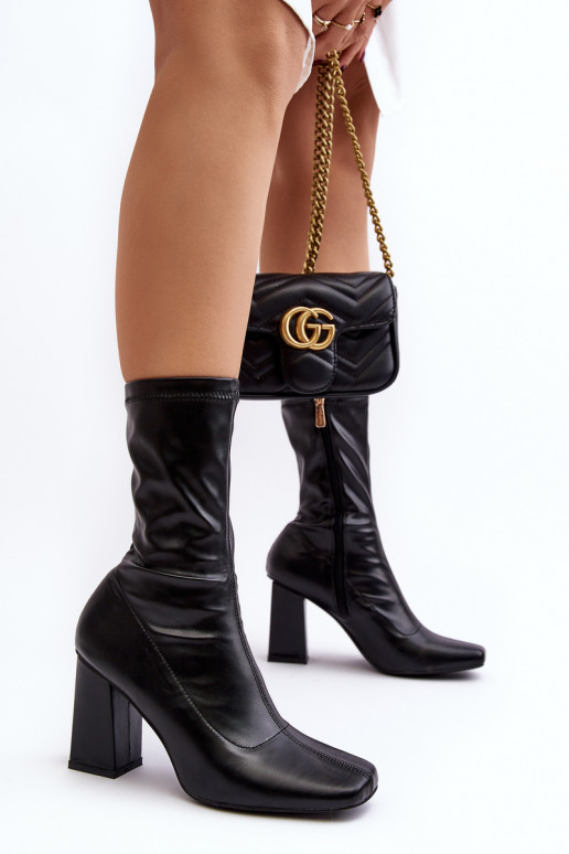 Women's ankle boots with square toe and stiletto heel black Glavina