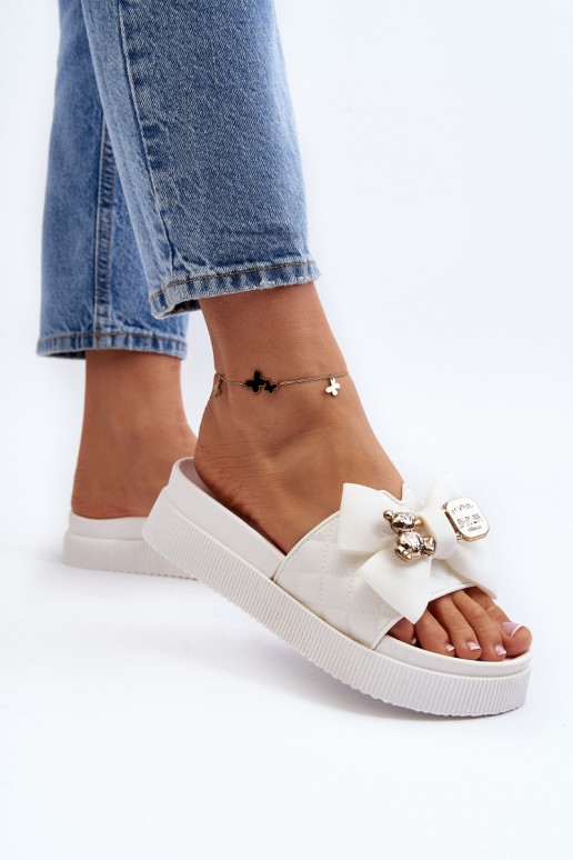 Women's Flip Flops with Bow and Teddy... Women's Flip Flops with Bow and Teddy...