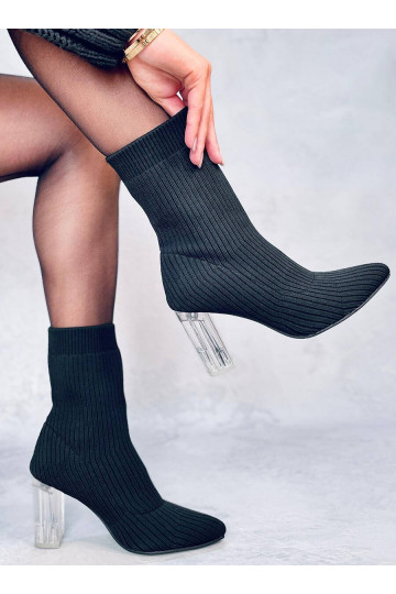 Stylish boots with transparent heel DESTANI BLACK