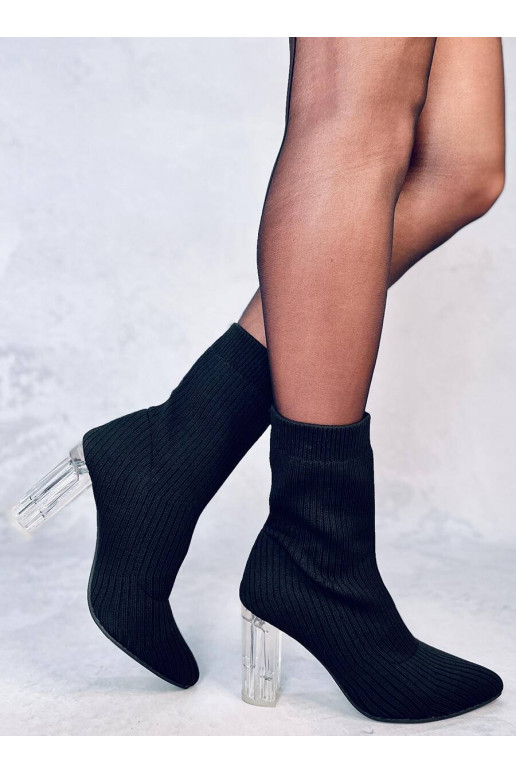 Stylish boots with transparent heel DESTANI BLACK