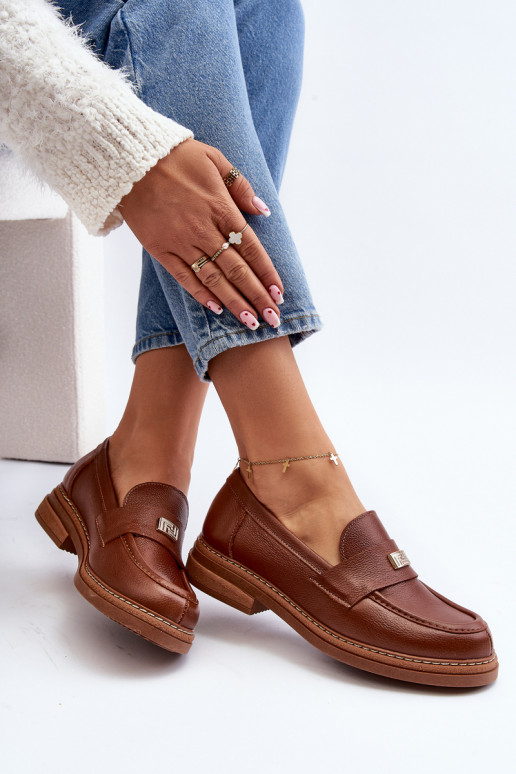 Women's Loafers On The Platform Laura Messi  Dark Gold