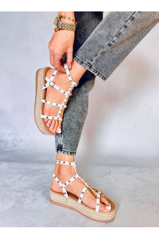 Sandals espadrilles with rivets ALIZE WHITE