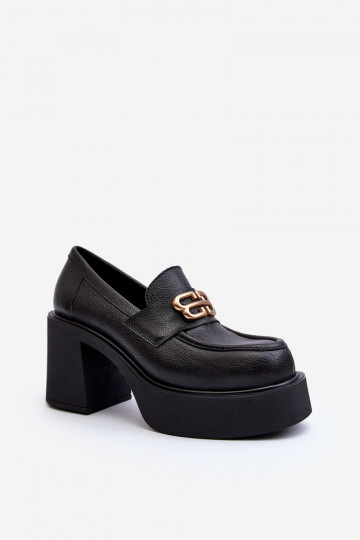 Zazoo Women's Leather Shoes with Heels Black 2