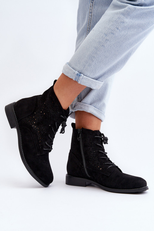 Women's Boots with Pattern Black S.Barski HY66-136