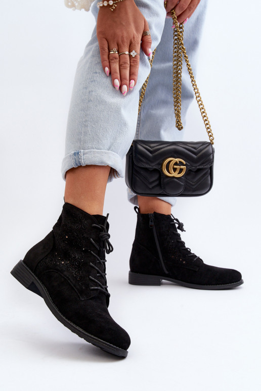 Women's Boots with Pattern Black S.Barski HY66-136