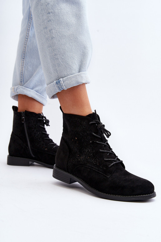 Women's Boots with Pattern Black S.Barski HY66-136