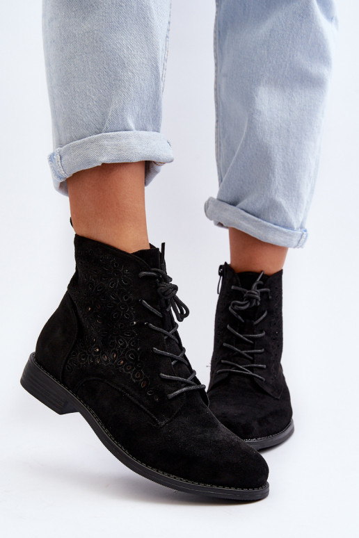 Women's Boots with Pattern Black S.Barski HY66-136