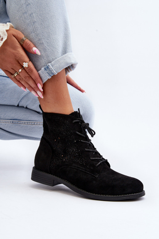Women's Boots with Pattern Black S.Barski HY66-136