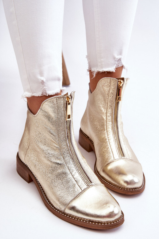copy of Zazoo 2785 Leather Boots With Zipper Gold