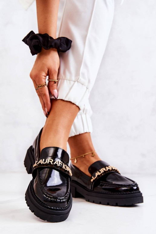 Laquered Loafers Letters La.Fi Black... Laquered Loafers Letters La.Fi Black...
