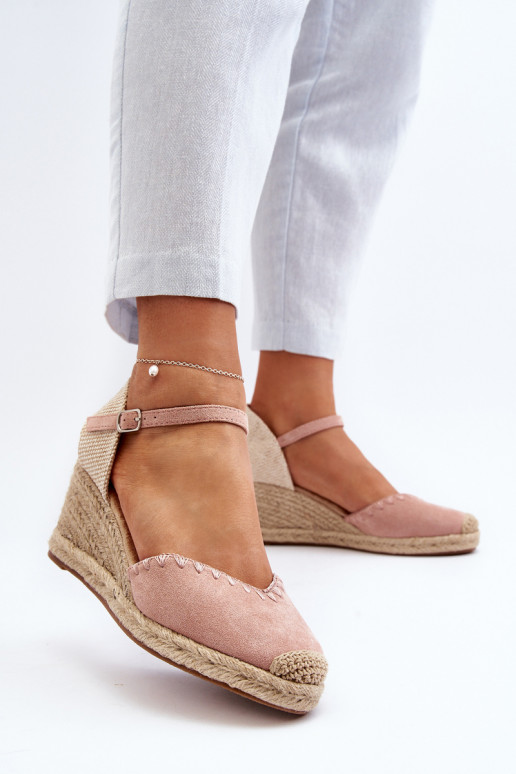 Suede Espadrille Wedge Sandals with... Suede Espadrille Wedge Sandals with...