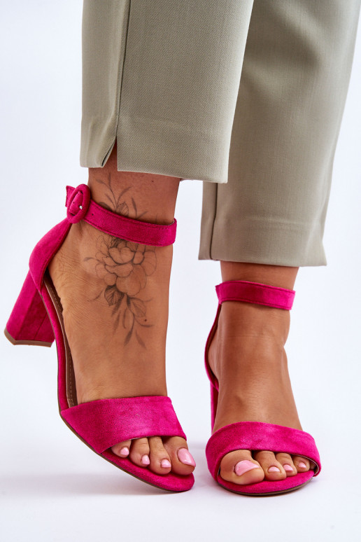 Women's Sandals On Heel suede Fuchsia...