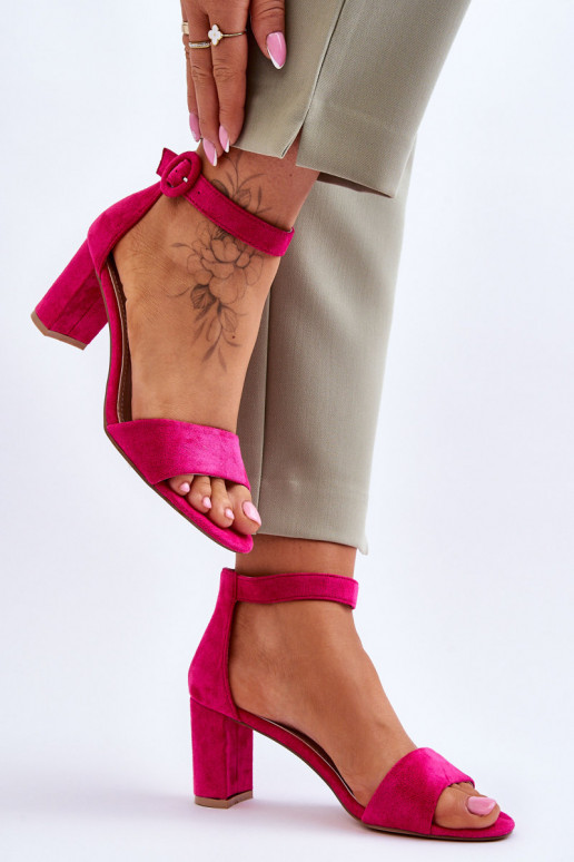 Women's Sandals On Heel suede Fuchsia...