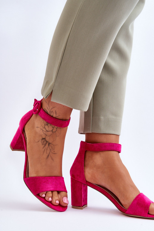 Women's Sandals On Heel suede Fuchsia...